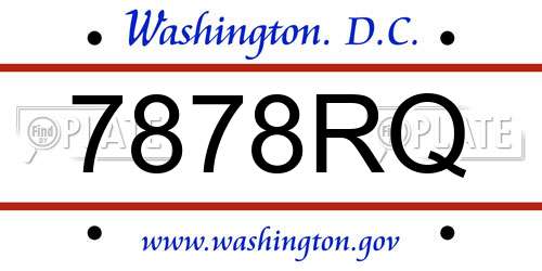 7878RQ District Of Columbia License Plate