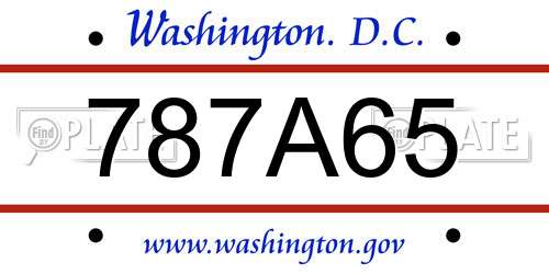 787A65 District Of Columbia License Plate