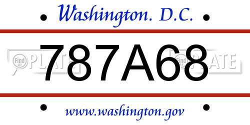 787A68 District Of Columbia License Plate