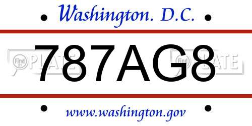 787AG8 District Of Columbia License Plate