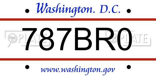 787BR0 District Of Columbia License Plate