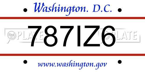 787IZ6 District Of Columbia License Plate