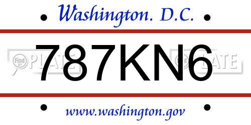 787KN6 District Of Columbia License Plate