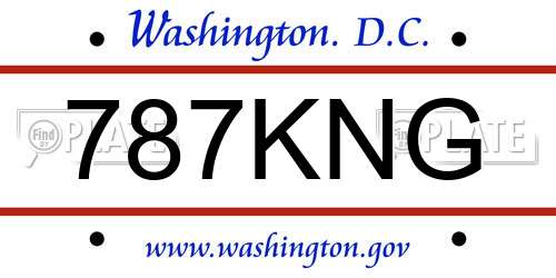787KNG District Of Columbia License Plate