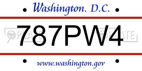 787PW4 District Of Columbia License Plate