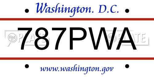 787PWA District Of Columbia License Plate