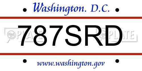 787SRD District Of Columbia License Plate