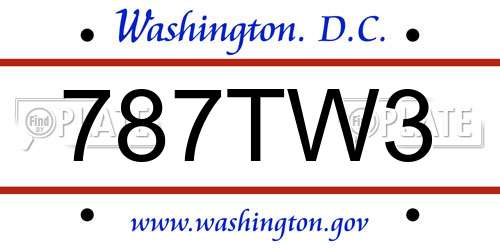 787TW3 District Of Columbia License Plate
