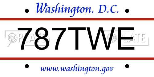 787TWE District Of Columbia License Plate