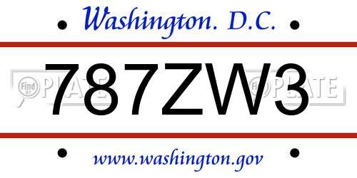 787ZW3 District Of Columbia License Plate
