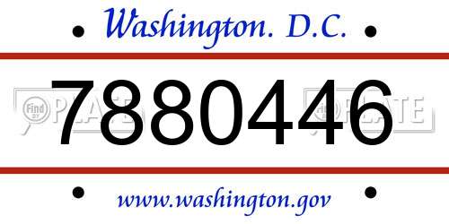 7880446 District Of Columbia License Plate