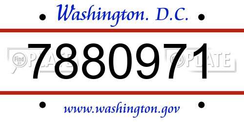 7880971 District Of Columbia License Plate