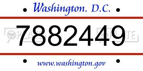 7882449 District Of Columbia License Plate
