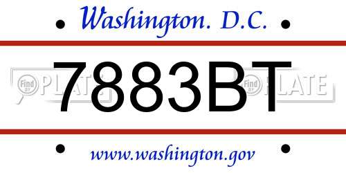 7883BT District Of Columbia License Plate