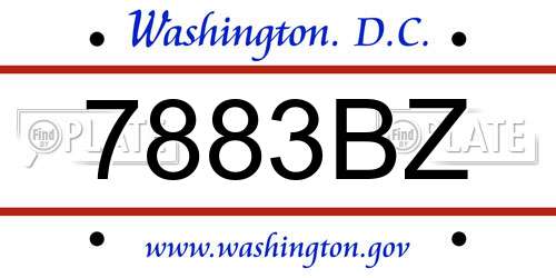 7883BZ District Of Columbia License Plate