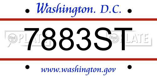 7883ST District Of Columbia License Plate