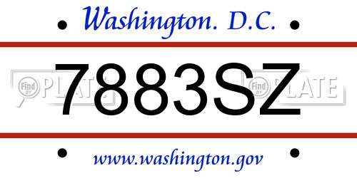 7883SZ District Of Columbia License Plate