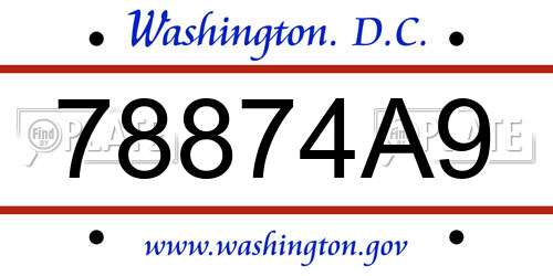 78874A9 District Of Columbia License Plate