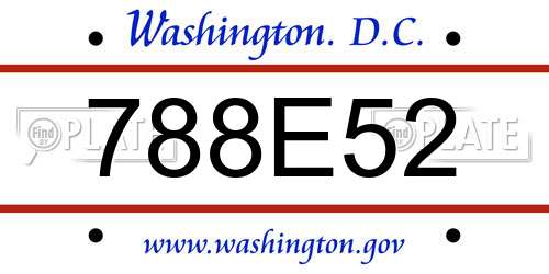 788E52 District Of Columbia License Plate
