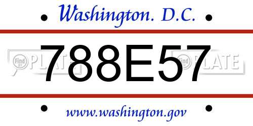 788E57 District Of Columbia License Plate