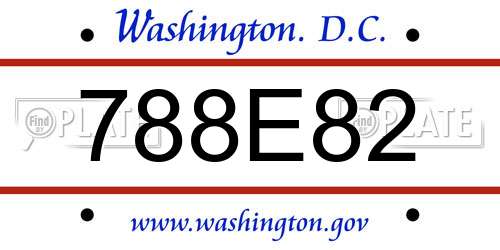 788E82 District Of Columbia License Plate