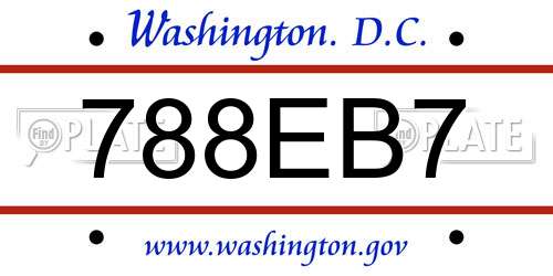 788EB7 District Of Columbia License Plate
