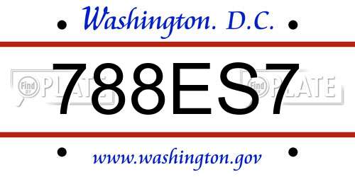 788ES7 District Of Columbia License Plate