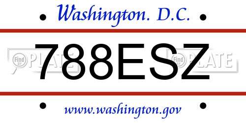 788ESZ District Of Columbia License Plate