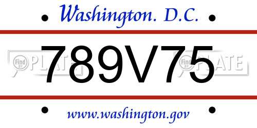 789V75 District Of Columbia License Plate