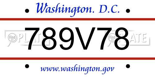 789V78 District Of Columbia License Plate