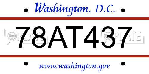 78AT437 District Of Columbia License Plate
