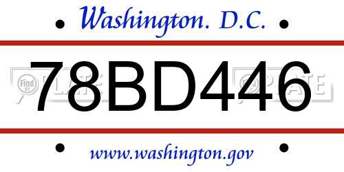 78BD446 District Of Columbia License Plate