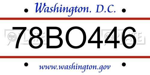 78BO446 District Of Columbia License Plate