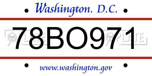 78BO971 District Of Columbia License Plate