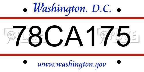 78CA175 District Of Columbia License Plate
