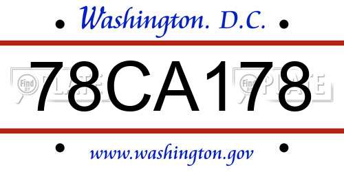 78CA178 District Of Columbia License Plate