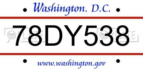 78DY538 District Of Columbia License Plate