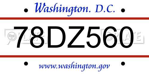 78DZ560 District Of Columbia License Plate