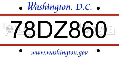 78DZ860 District Of Columbia License Plate