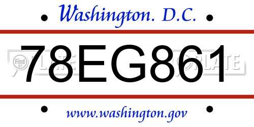 78EG861 District Of Columbia License Plate