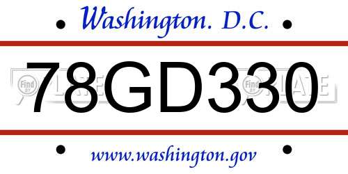 78GD330 District Of Columbia License Plate