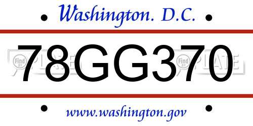 78GG370 District Of Columbia License Plate
