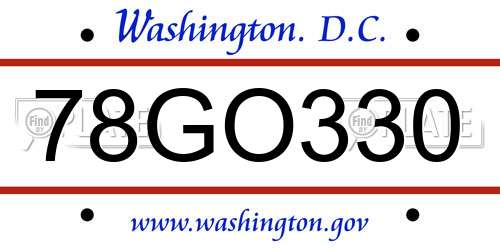 78GO330 District Of Columbia License Plate