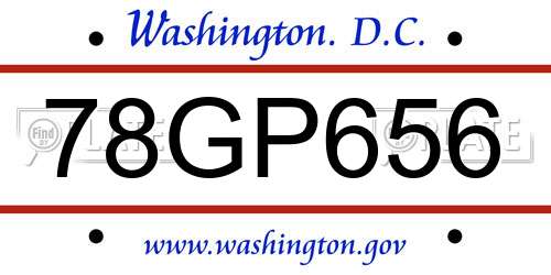 78GP656 District Of Columbia License Plate
