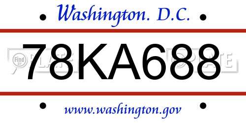78KA688 District Of Columbia License Plate