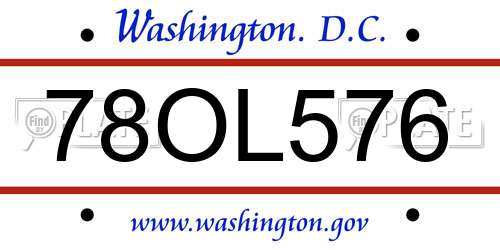 78OL576 District Of Columbia License Plate