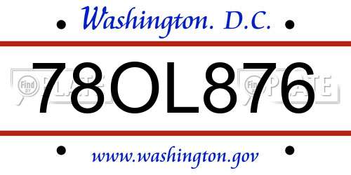 78OL876 District Of Columbia License Plate
