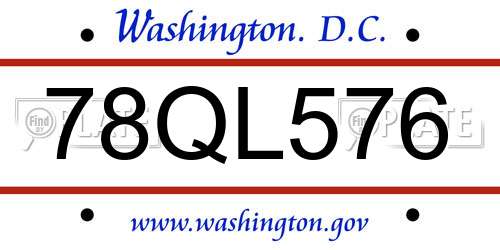 78QL576 District Of Columbia License Plate