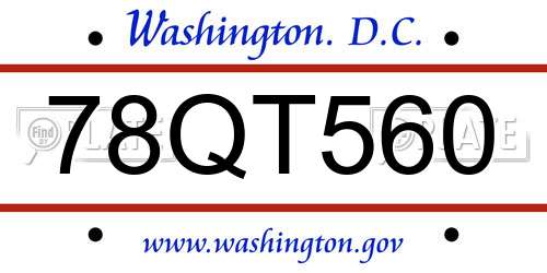 78QT560 District Of Columbia License Plate