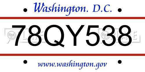 78QY538 District Of Columbia License Plate